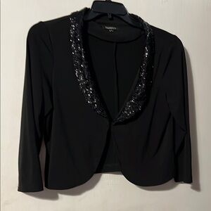 Elegant Black Sequin-Trim Jacket